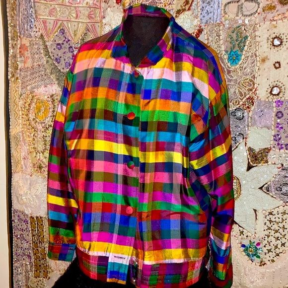 Multi Colored 100% Silk Medium Jacket - Picture 1 of 1